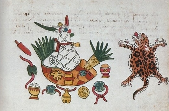Azték kori temetkezési csomag kísérőmellékletekkel, Codex Magliabecchiano, folio 68