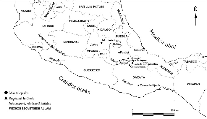 Mozaikmaszkok lelőhelyei Közép-Mexikóban