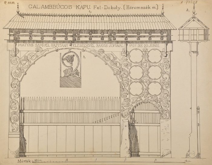 Galambbúgos kapu. Készítő: Szinte Gábor, Feldoboly, 1903-1905, rajz, Néprajzi Múzeum; R 2550