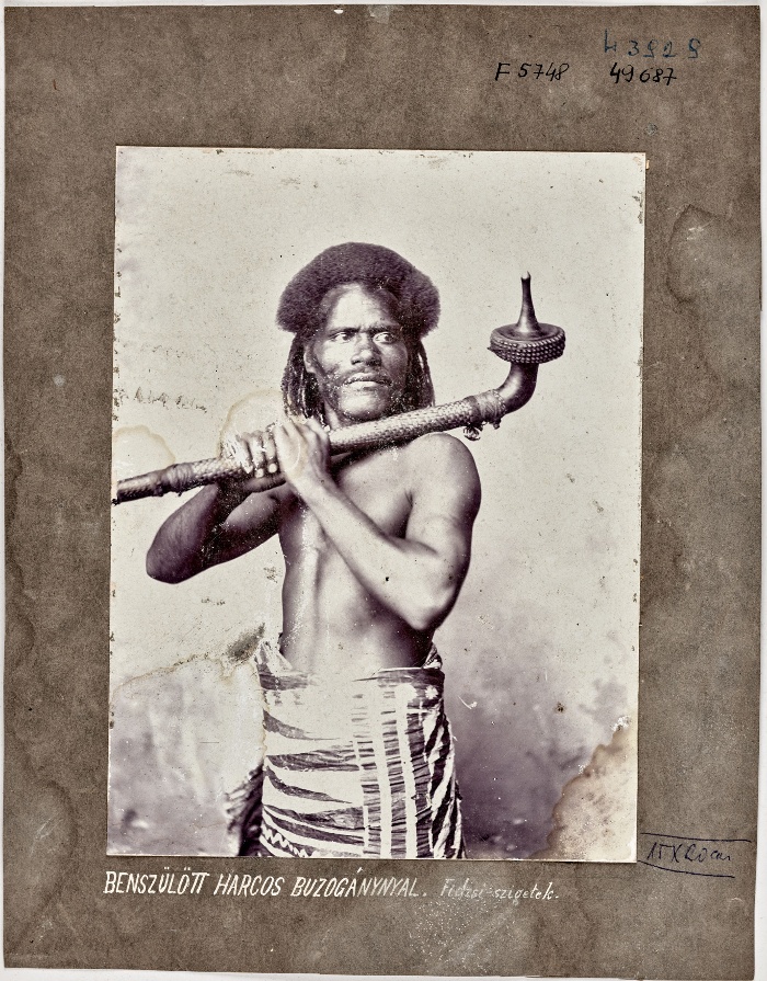 „Bennszülött buzogánnyal”, NM F 5748, Suva, Viti Levu, Fidzsi-szigetek, 1893–1896, Festetics Rudolf gyűjtése