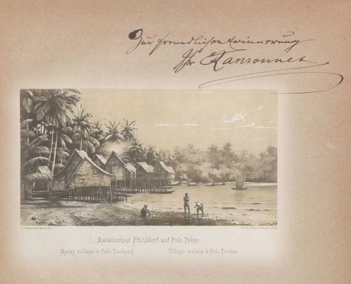 7. Skizzen aus Singapur und Djohor. (Braunschweig, 1876.) – Eugen von Ransonnet ajánlásával Xántusnak.  – Ransonett és Xántus együtt vett részt az 1868-ban indult kelet-ázsiai expedícióban: míg Xántus a magyar, addig Ransonett a bécsi intézményeknek végett gyűjtést és fotózott. (B 0.205)