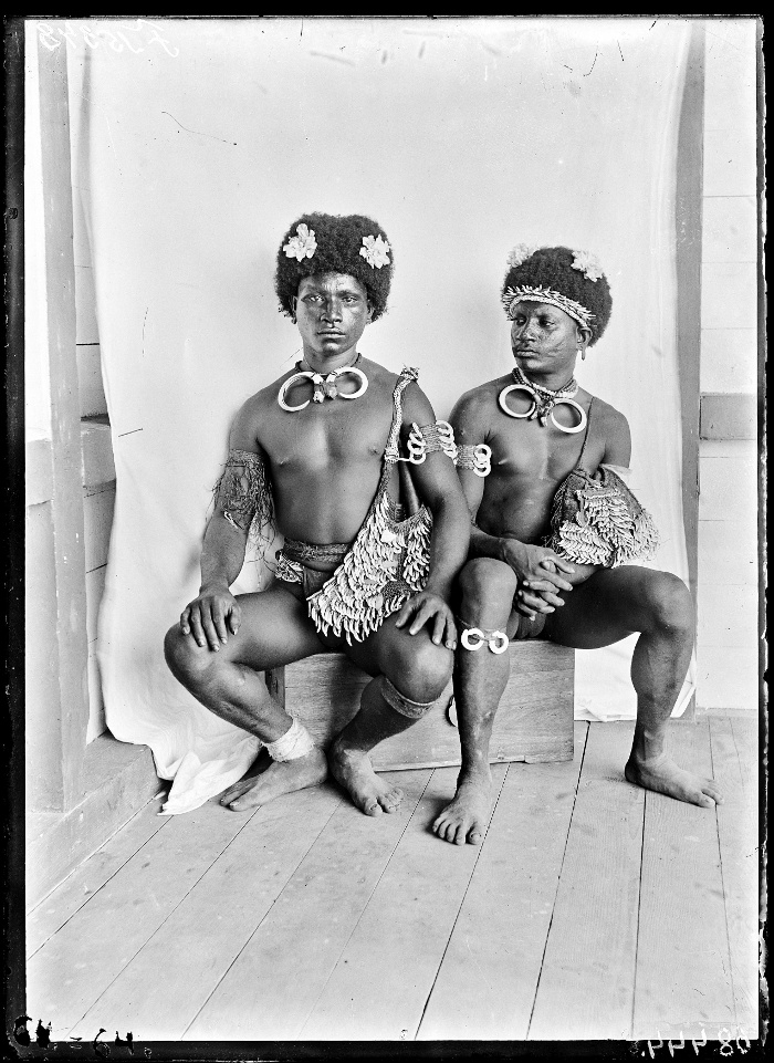 NM F 15328 Two Jabim youths in full ceremonial attire, former German New Guinea, 1900